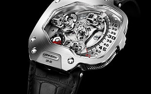 silver-colored mechanical watch, watch, luxury watches, Urwerk HD wallpaper