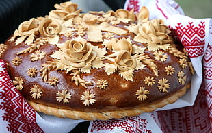 chocolate Pie with flowers design on top