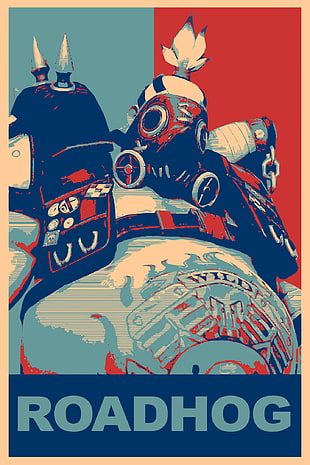 Roadhog illustration, Roadhog (Overwatch), Gamer, propaganda, Overwatch HD wallpaper