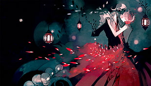 red and teal lanterns wallpaper, Nano Mortis, lantern, Tango, skull