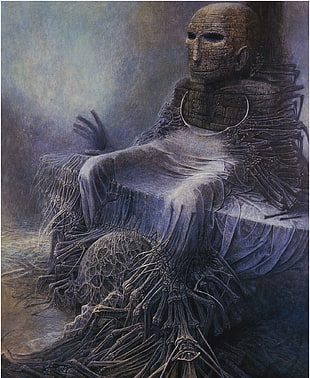 skeleton statue wallpaper, Zdzisław Beksiński