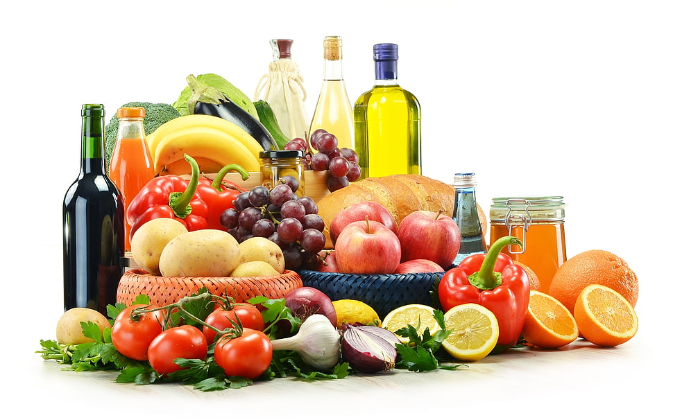 assorted fruits and vegetables HD wallpaper
