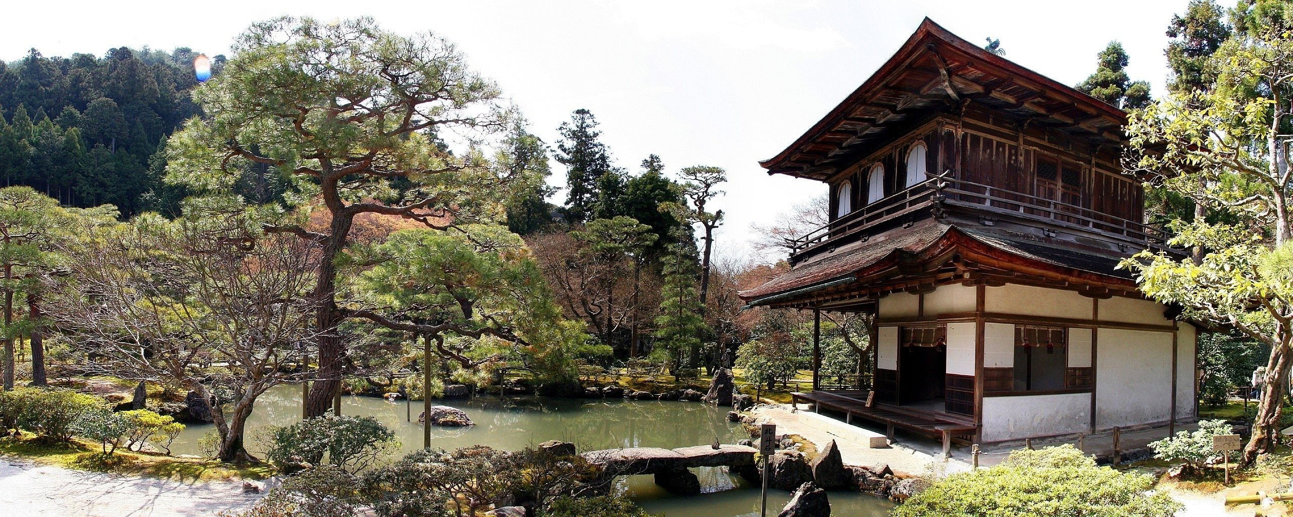 white and brown wooden house, Japanese Garden, garden