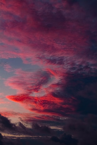 red sky, Sky, Clouds, Sunset HD wallpaper