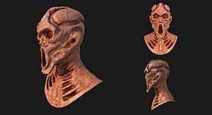 brown skull illustration collage, horror