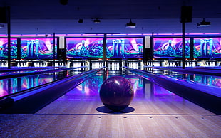 purple bowling ball, urban, bowling HD wallpaper
