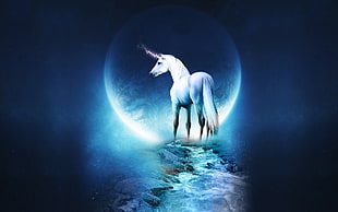 white unicorn graphic wallpaper, unicorns