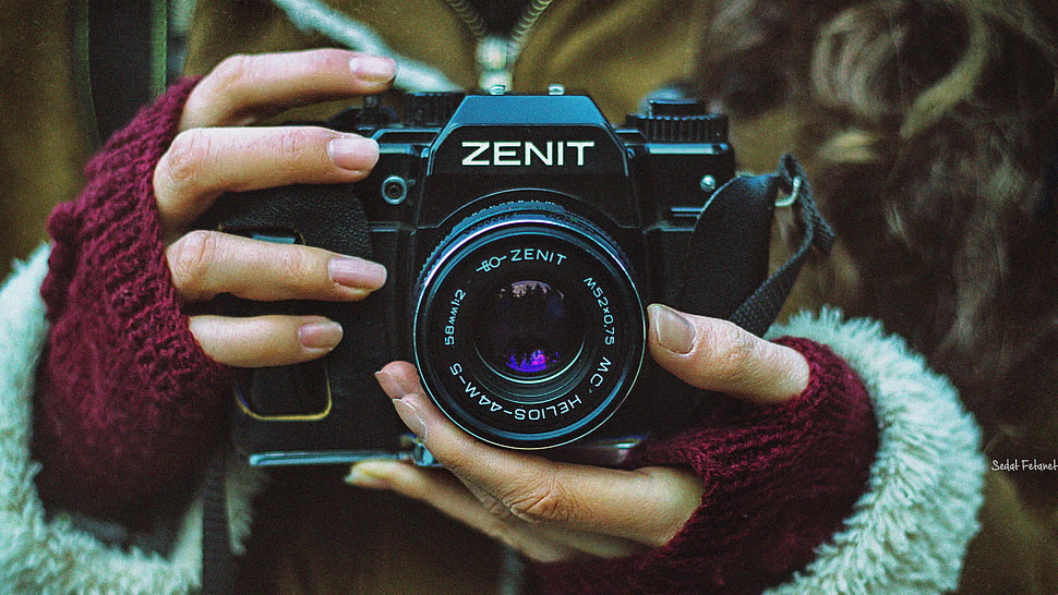 black Zenit DSLR camera, Zenit (camera), camera, macro, model HD wallpaper
