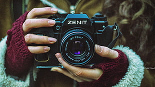 black Zenit DSLR camera, Zenit (camera), camera, macro, model