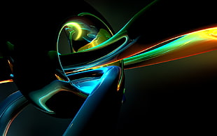 black and green bluetooth headset, abstract, CGI, shapes, colorful