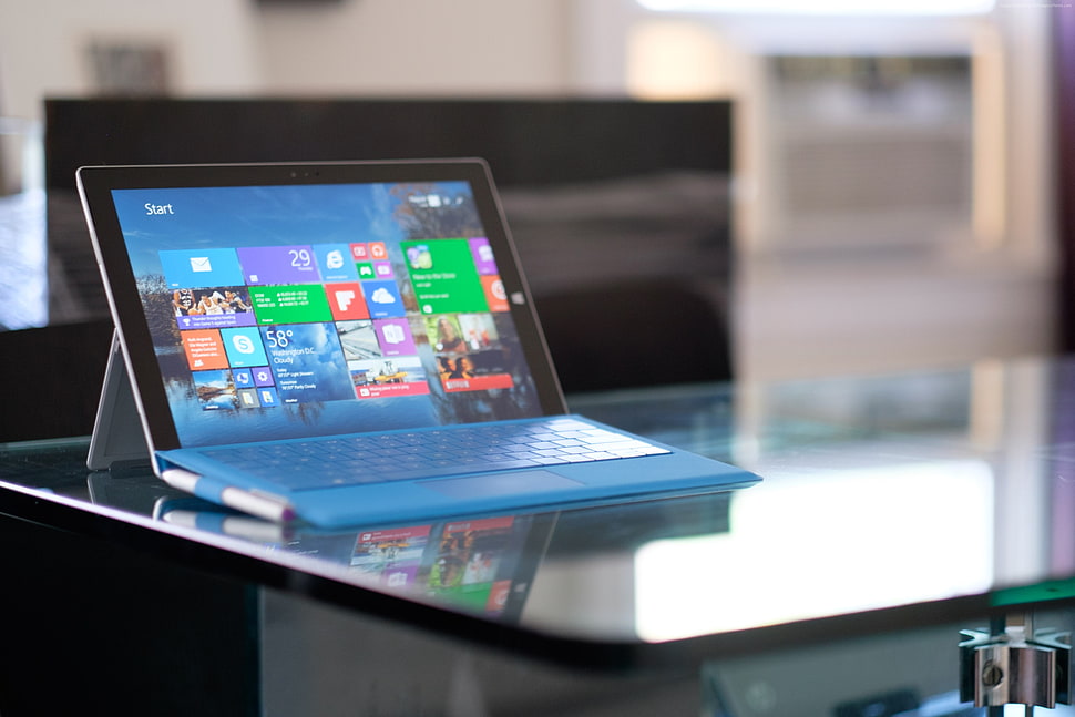 black Windows tablet turned on HD wallpaper