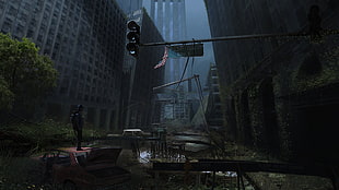 game application screenshot, artwork, apocalyptic, ruins, city