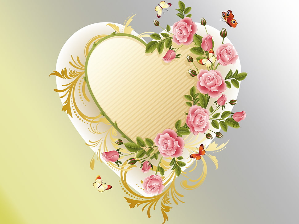 pink and green flowers HD wallpaper