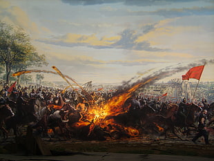 people at war painting, artwork, Istanbul, war, battle