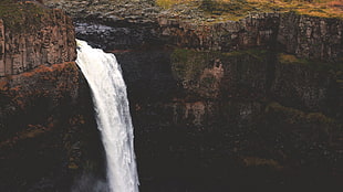 water falls, waterfall, cliff, nature HD wallpaper