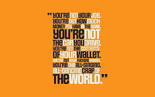 orange background with text overlay, Fight Club, quote, movies, simple background HD wallpaper