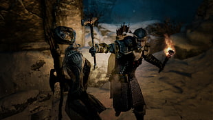 male character holding torch wallpaper, video games, The Elder Scrolls V: Skyrim, warrior