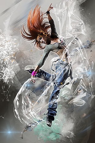 closeup photo of woman dancing poster HD wallpaper