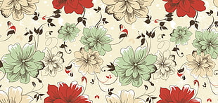 red and yellow floral textile