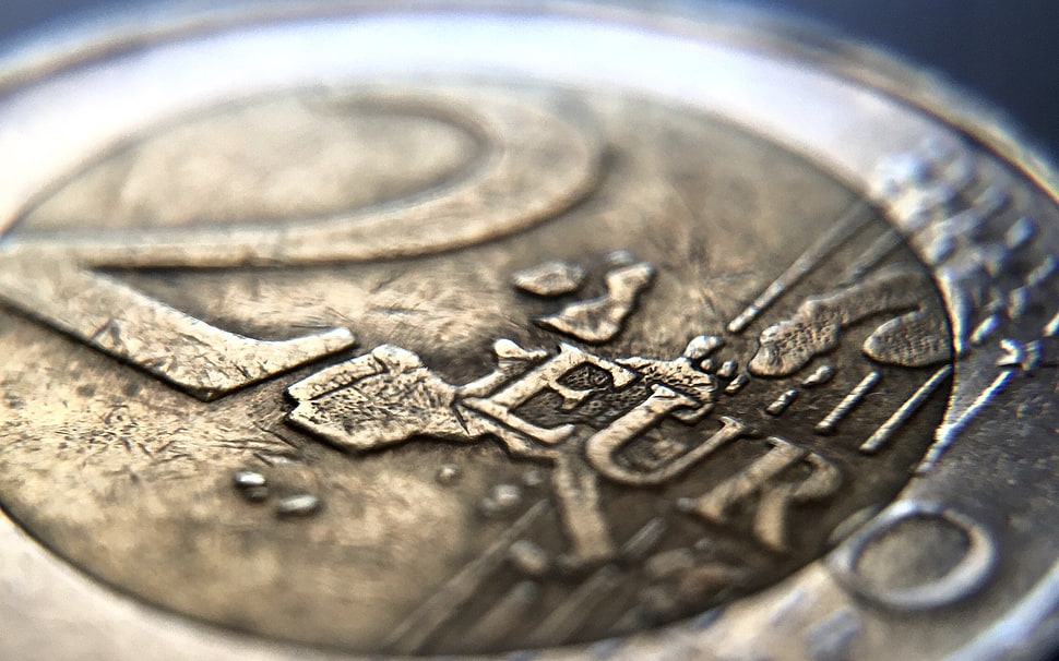 round brass-colored coin, macro, money, coins HD wallpaper