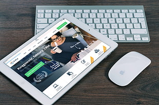 silver Apple Mouse, Wireless Keyboard, and iPad HD wallpaper
