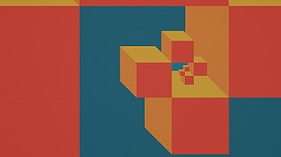 yellow, blue, and red abstract painting, Fibonacci sequence HD wallpaper