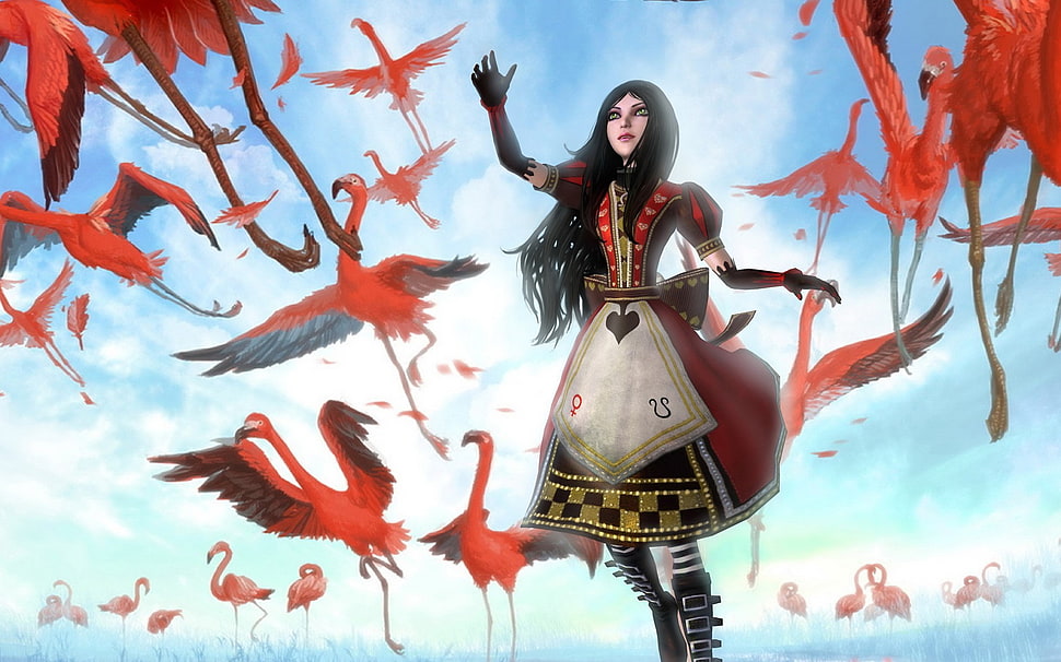 Alice in the Wonderland illustration HD wallpaper
