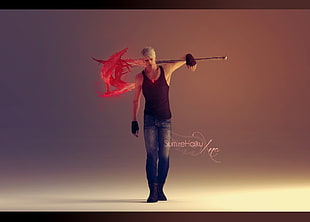 men's black tank top and blue jeans, Devil May Cry