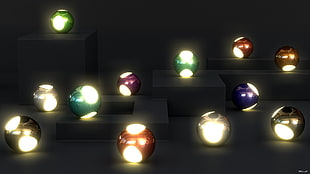 photo of lighted decorative balls HD wallpaper
