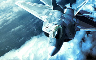 gray spaceship, F-22 Raptor, video games, Ace Combat X: Skies of Deception HD wallpaper