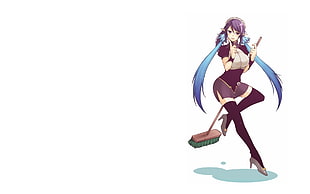 blue haired woman anime character