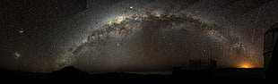 gray and black galaxy, Milky Way, spiral galaxy, universe, arch HD wallpaper