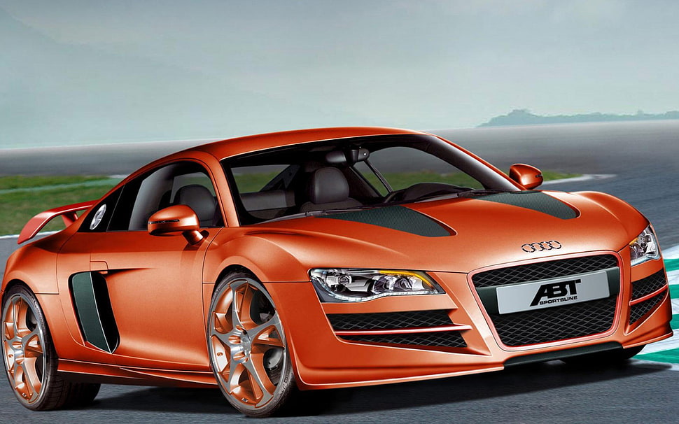 orange Audi R8, vehicle, Audi HD wallpaper
