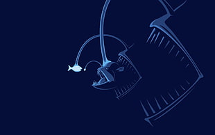 angler fish artwork, humor, blue, fish, Anglerfish