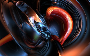 black, red, orange, and blue abstract digital wallpaper