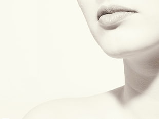 woman white lips digital wallpaper