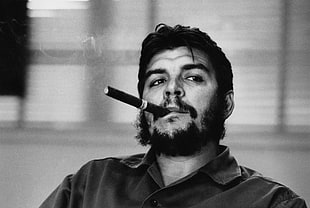 men's black polo shirt, Che Guevara, men, cigars, revolutionary HD wallpaper