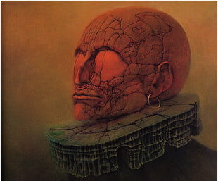 monster human face paintingk, Zdzisław Beksiński, artwork