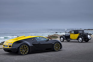 yellow and black  Bugatti Veyron Grand Sport Vitesse '1 HD wallpaper