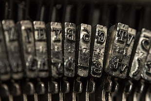 gray typewriter part, typography, typewriters, vintage, technology HD wallpaper