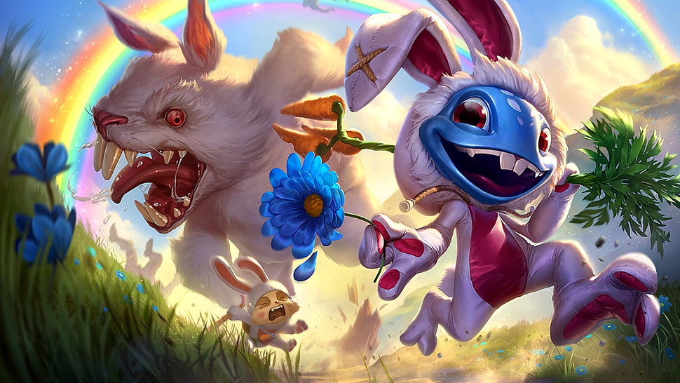 three bunnies digital wallpaper, League of Legends, Fizz (League of Legends) HD wallpaper