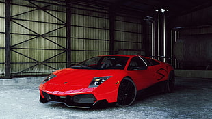 red coupe, Lamborghini Murcielago, car