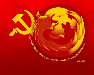 two red and white ceramic bowls, humor, Mozilla Firefox, communism HD wallpaper