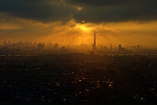 photo of city during golden hour, tokyo sky tree HD wallpaper