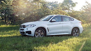white sedan, BMW, white, car, SUV HD wallpaper
