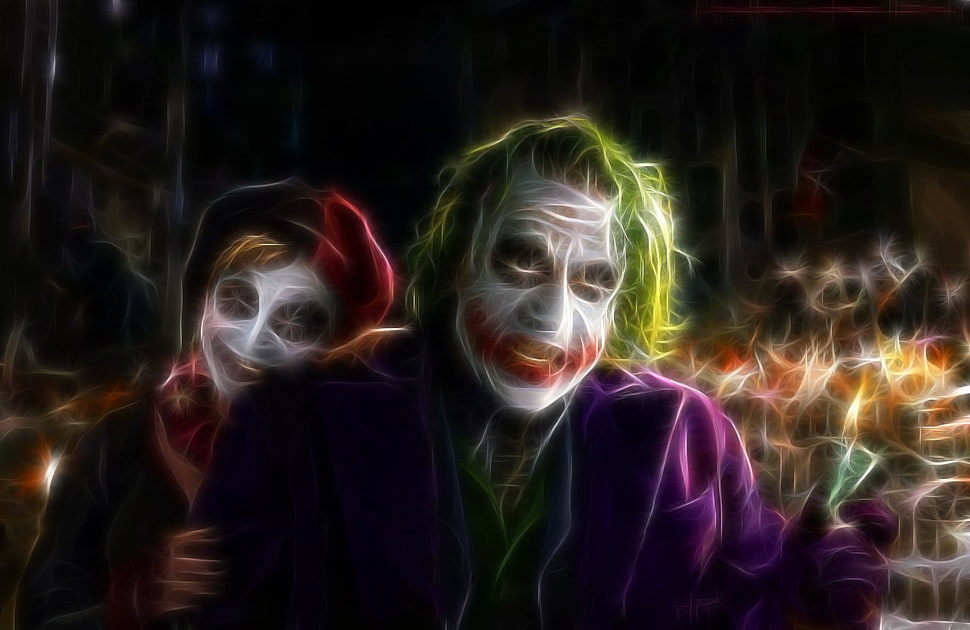 The Joker and Harley Quinn digital wallpaper, Joker, Fractalius, The Dark Knight, movies HD wallpaper
