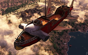 man riding an airship game screenshot, fantasy art, airships, digital art, artwork