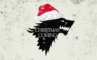 Christmas is Coming fan art, Game of Thrones, parody, Direwolf, Winter Is Coming