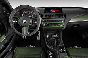 black BMW vehicle interior HD wallpaper