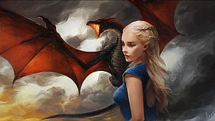 dragon, Game of Thrones, Daenerys Targaryen, artwork HD wallpaper